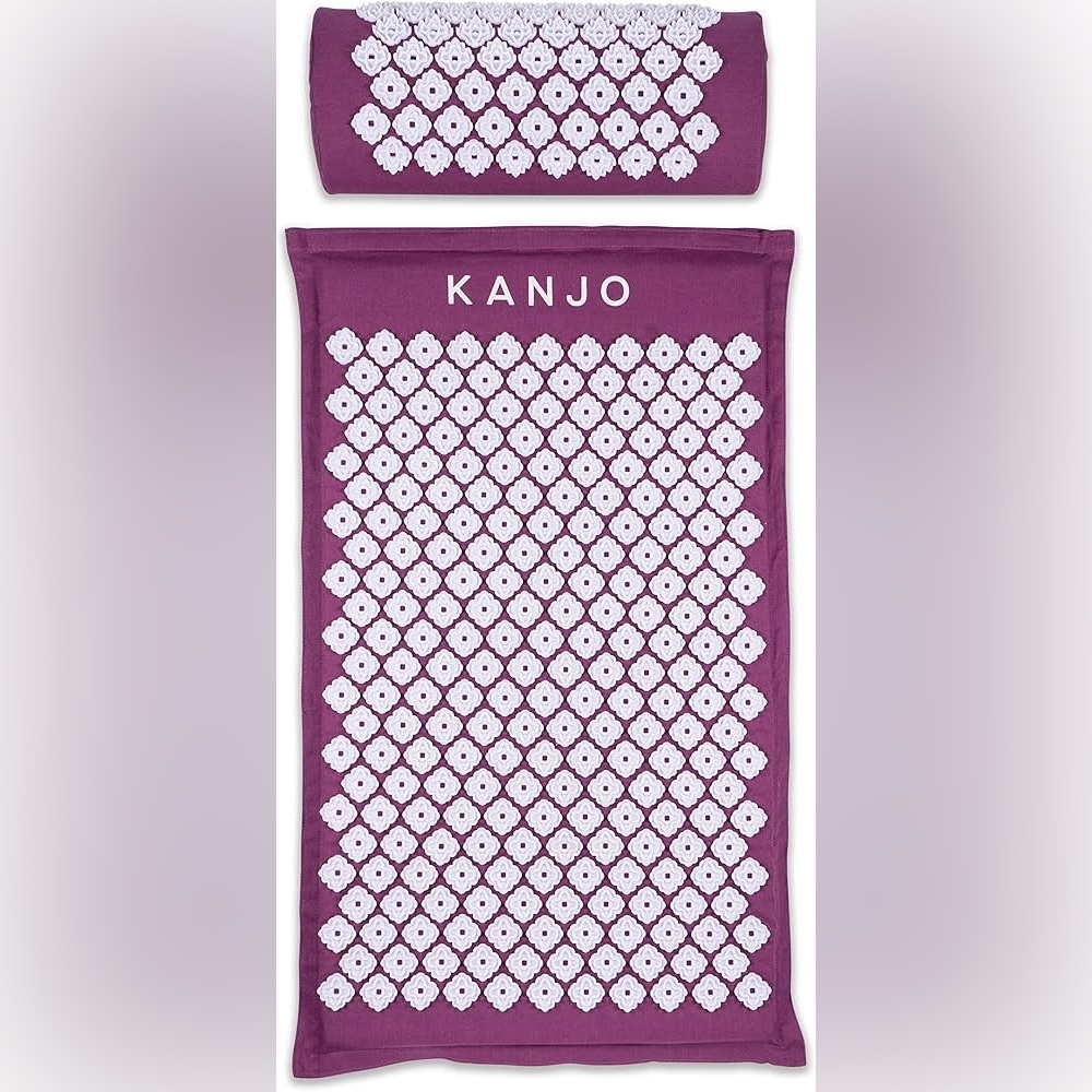 Kanjo premium acupressure mat and pillow set in amethyst.